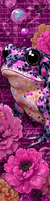 Free printable frog bookmark featuring magenta frog bookmark